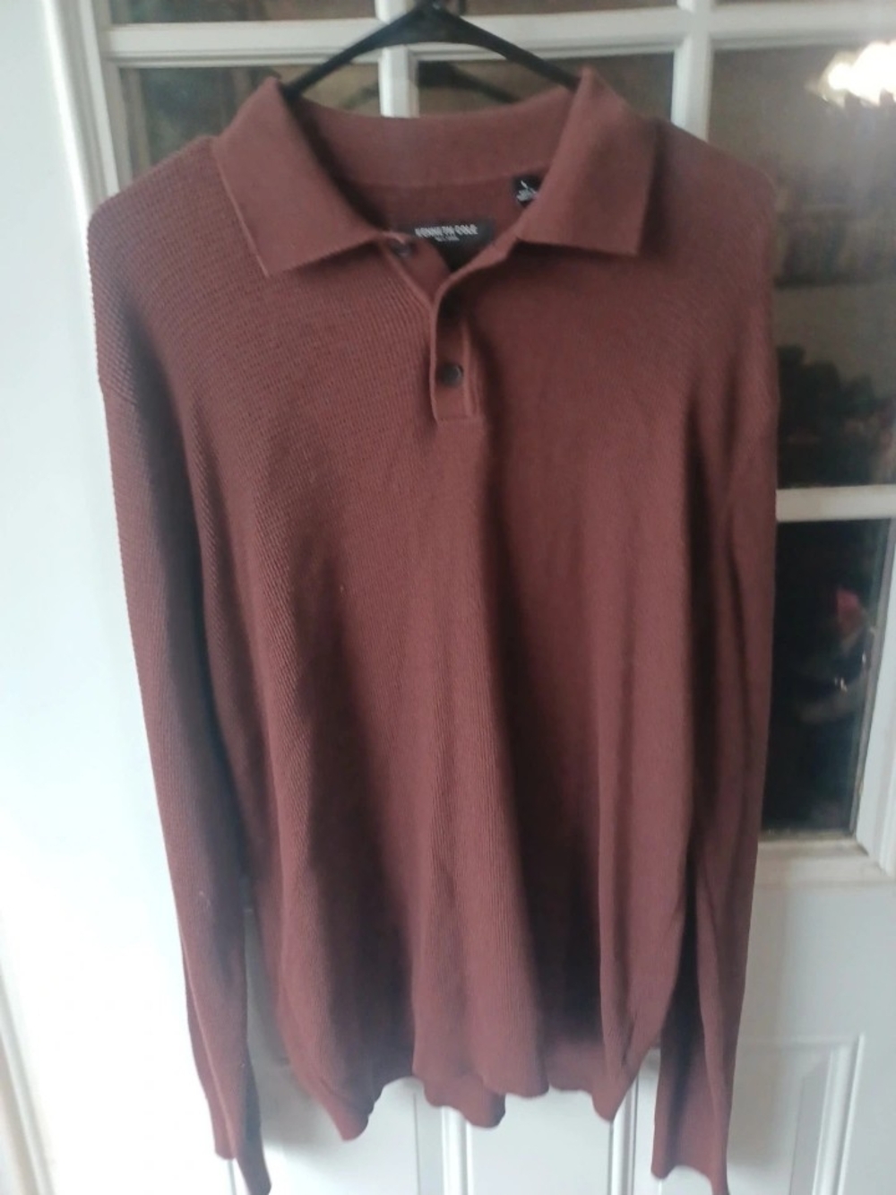 Kenneth Cole Men's Brown Long-Sleeve Polo
